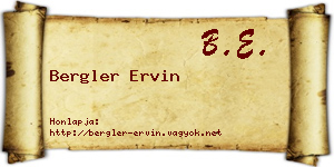 Bergler Ervin névjegykártya